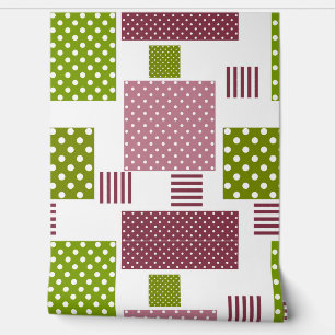 Patchwork Brauner Polka-Punkte Weiße Rückseite Tapete