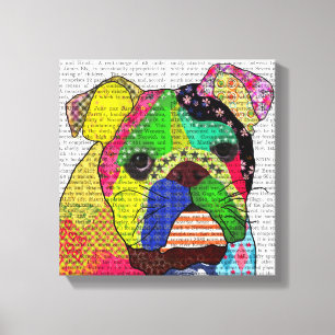 Patchwork Bulldog Leinwanddruck