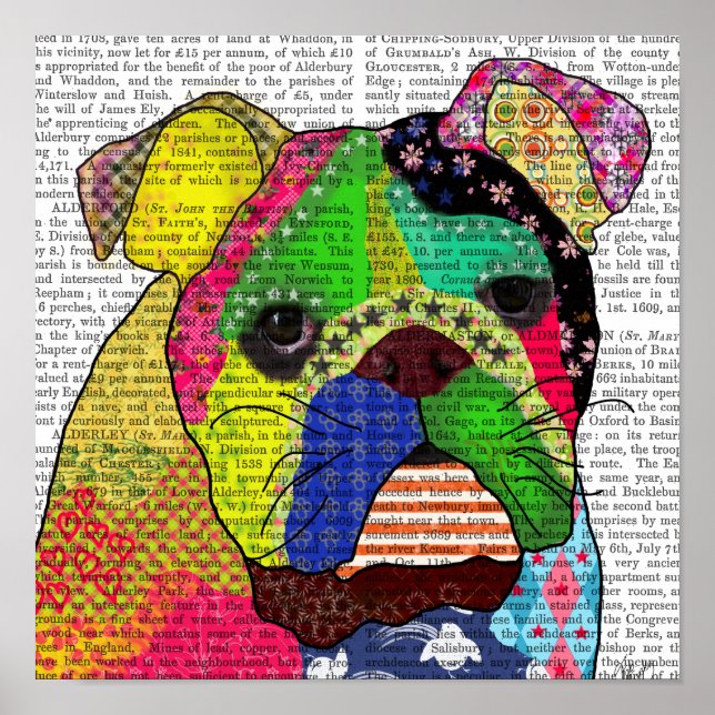 Patchwork Bulldog Poster (Vorne)
