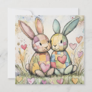 Patchwork Bunnies Valentine Feiertagskarte