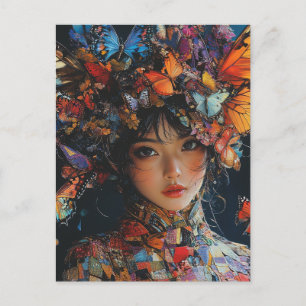 Patchwork Butterfly Woman Postkarte