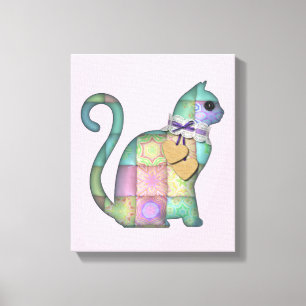 Patchwork cat Leinwand