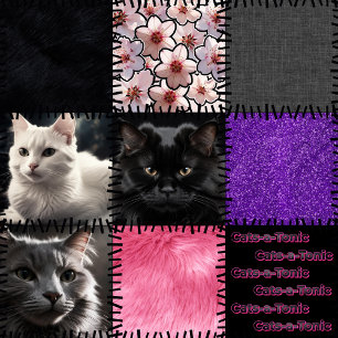 Patchwork Cats-a-Tonic Cat Leggings - Schwarz Lila