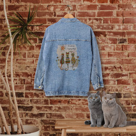 Patchwork Cats Denim Jacket Jeansjacke
