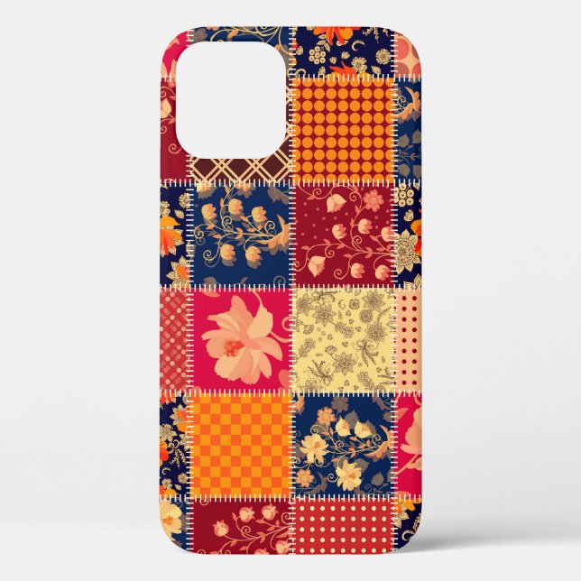 Patchwork-Charme: Blumen und geometrische Mischung Case-Mate iPhone Hülle (Rückseite)