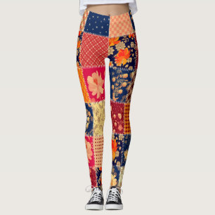 Patchwork-Charme: Blumen und geometrische Mischung Leggings