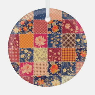 Patchwork-Charme: Blumen und geometrische Mischung Ornament Aus Glas