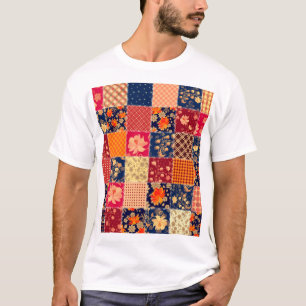 Patchwork-Charme: Blumen und geometrische Mischung T-Shirt