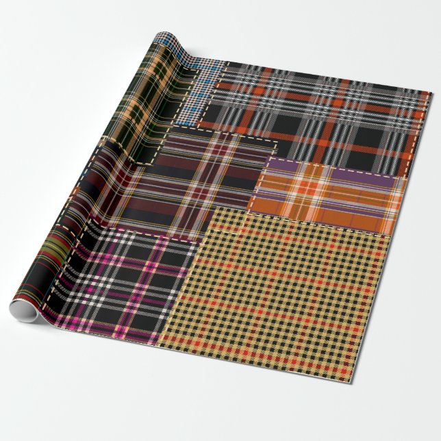 patchwork chercks pattern, tartan design, surface  geschenkpapier (Ungerollt)