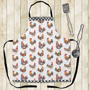 Patchwork Chickens und Gingham Print Schürze