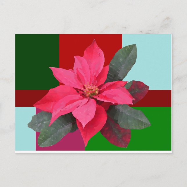 Patchwork Christmas - Poinsettia Postkarte (Vorderseite)