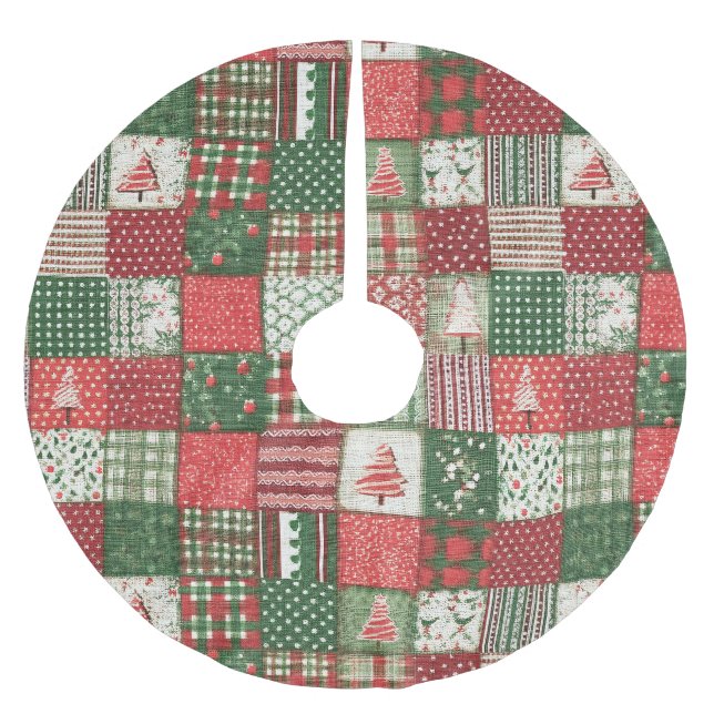 Patchwork Christmas  Polyester Weihnachtsbaumdecke (Vorderseite)