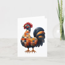 Patchwork Cockerel Greetings Card