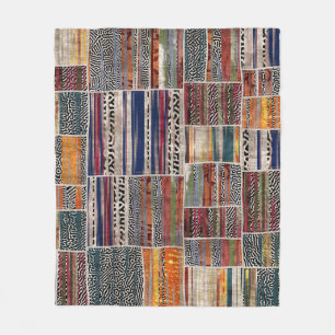Patchwork-Collage: gemustertes Quiltmuster. Fleecedecke