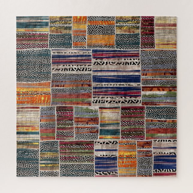 Patchwork-Collage: gemustertes Quiltmuster. Puzzle (Vertikal)