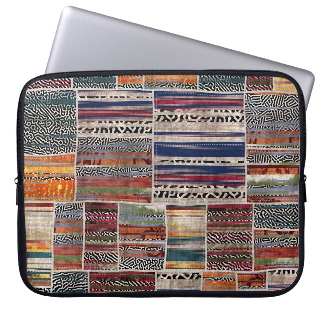 Patchwork-Collage: Mischquilt-Muster. Laptopschutzhülle (Vorderseite)