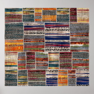 Patchwork-Collage: Mischquilt-Muster. Poster