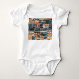 Patchwork Collage Mix, Quilt Muster Druck. Baby Strampler