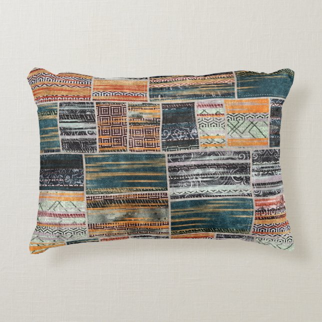 Patchwork Collage Mix, Quilt Muster Druck. Dekokissen (Vorderseite)