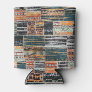 Patchwork Collage Mix, Quilt Muster Druck. Dosenkühler