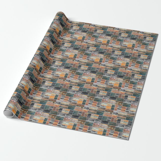 Patchwork Collage Mix, Quilt Muster Druck. Geschenkpapier (Ungerollt)