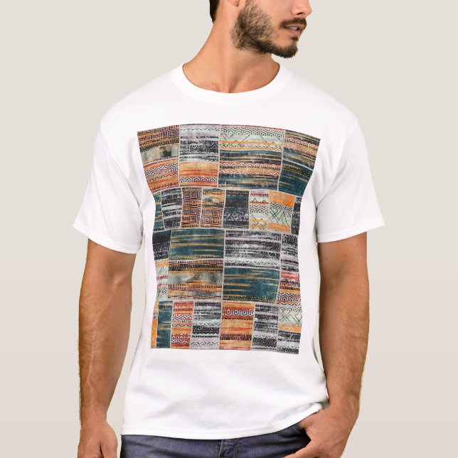 Patchwork Collage Mix, Quilt Muster Druck. T-Shirt (Vorderseite)