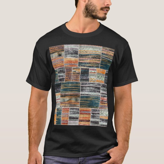 Patchwork Collage Mix, Quilt Muster Druck. T-Shirt (Vorderseite)