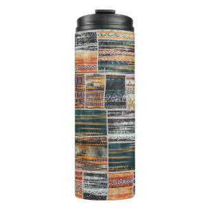 Patchwork-Collage-Mix, Quilt-Musterdruck. Thermosbecher