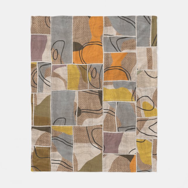 Patchwork-Collage, Quilt-Mix-Muster Fleecedecke (Vorderseite)