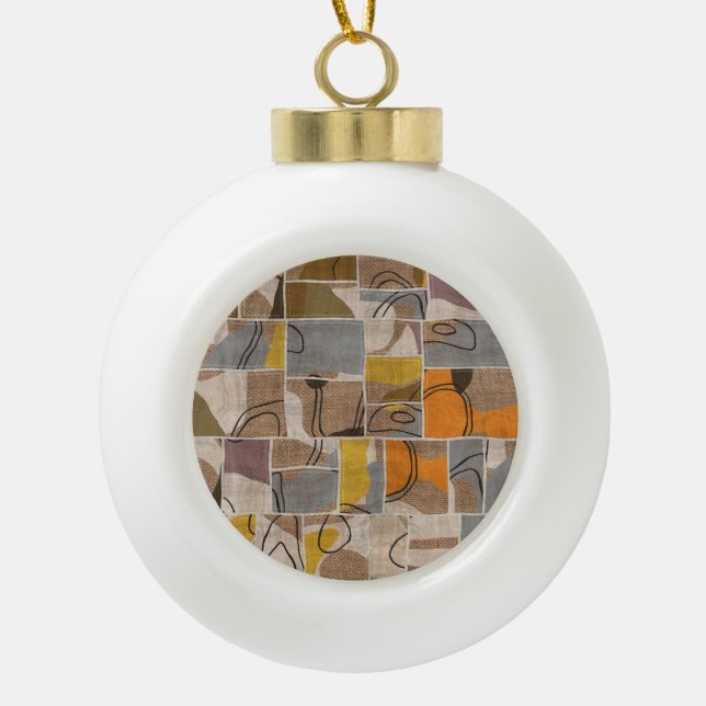 Patchwork-Collage, Quilt-Mix-Muster Keramik Kugel-Ornament (Vorderseite)
