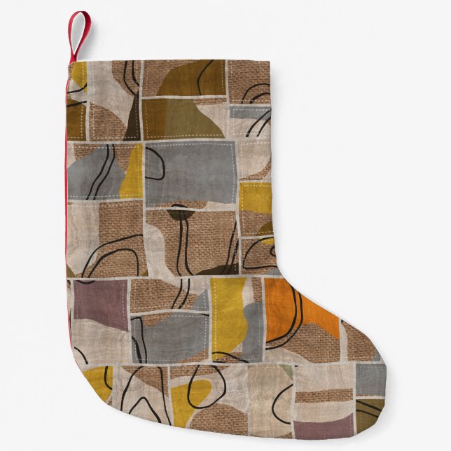 Patchwork-Collage, Quilt-Mix-Muster Kleiner Weihnachtsstrumpf (Vorderseite)