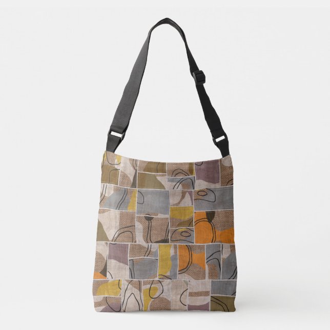 Patchwork-Collage, Quilt-Mix-Muster Tragetaschen Mit Langen Trägern (Vorderseite)