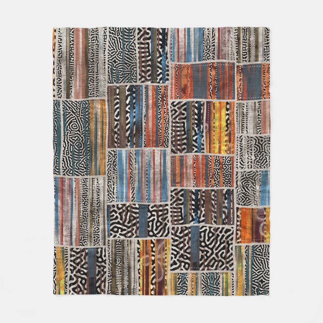 Patchwork-Collage: Quilt-Muster-Extravaganz Fleecedecke (Vorderseite)