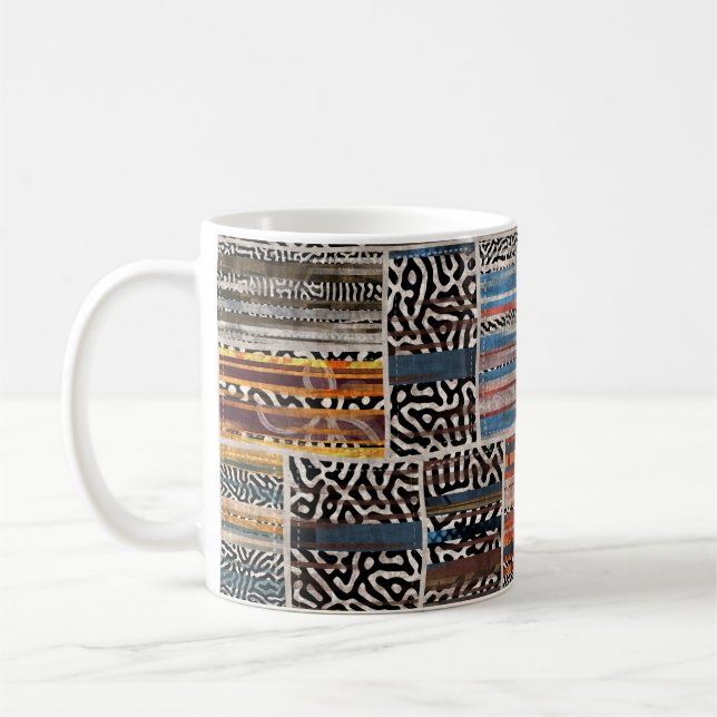 Patchwork-Collage: Quilt-Muster-Extravaganz Kaffeetasse (Links)