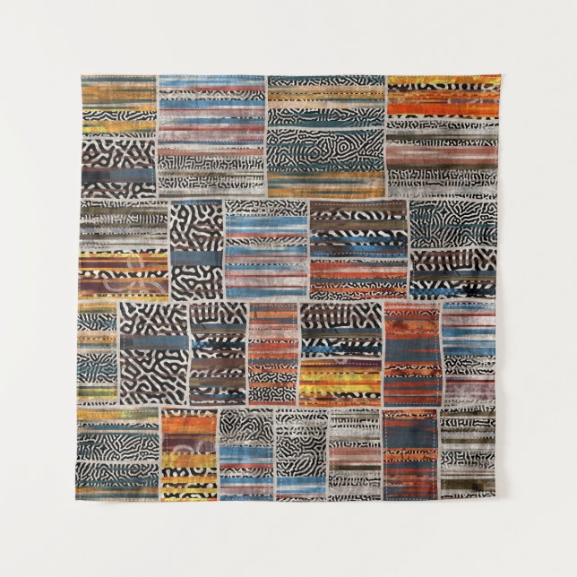 Patchwork-Collage: Quilt-Muster-Extravaganz Wandteppich (Vorderseite)