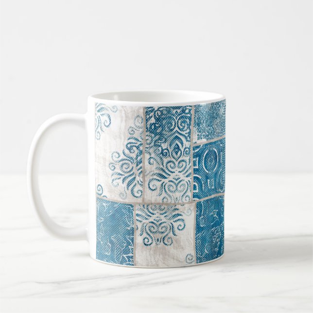 Patchwork-Collage: Quilt-Muster-Mix Kaffeetasse (Links)