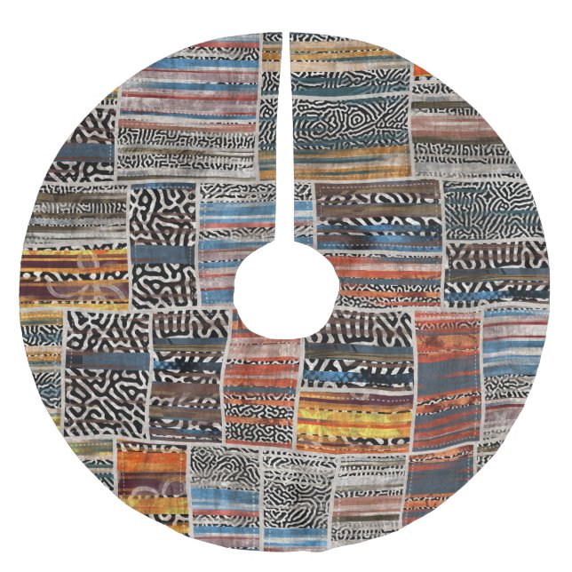 Patchwork Collage: Quilt Pattern Extravaganza Polyester Weihnachtsbaumdecke (Vorderseite)