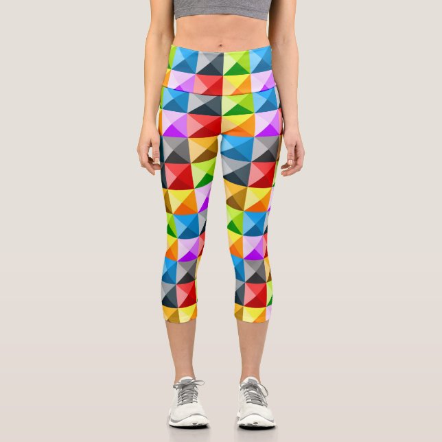 Patchwork Cooles geometrisches Dreieck Capri Leggings (Vorderseite)