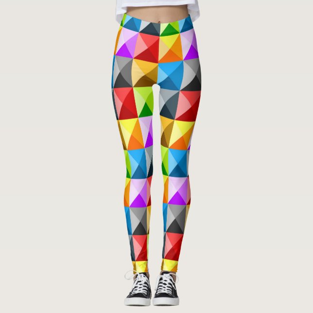 Patchwork Cooles geometrisches Dreieck Leggings (Vorderseite)
