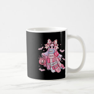 Patchwork Coquette Bow Breast Cancer Ghost Hallowa Kaffeetasse