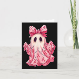 Patchwork Coquette Bow Breast Cancer Ghost Hallowa Karte