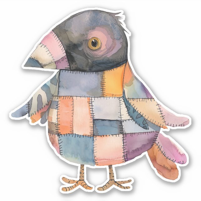 Patchwork Crow Bird Sticker (Vorderseite)