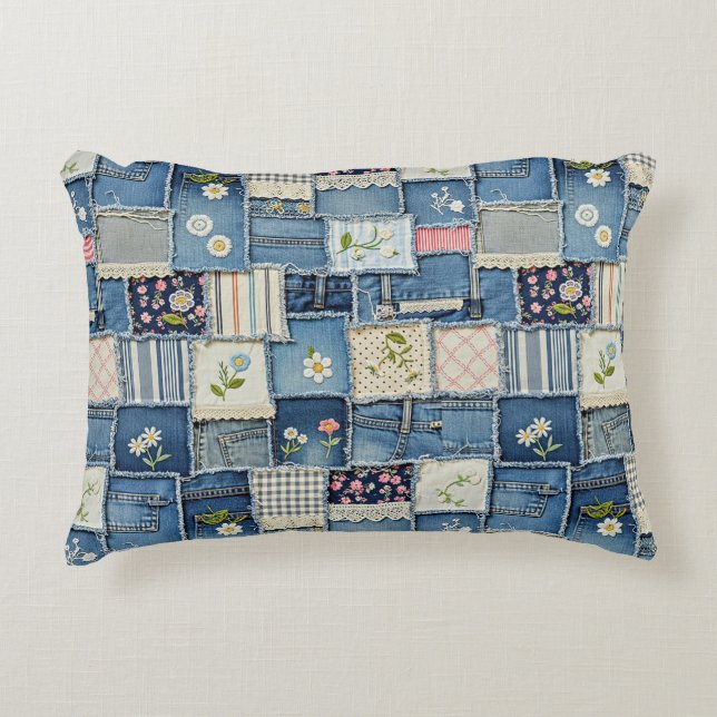 Patchwork Denim Dekokissen (Vorderseite)
