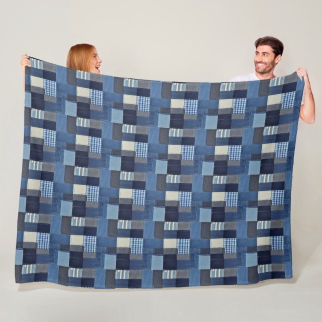 Patchwork Denim Fabric Art Illustration No10 Fleecedecke (Beispiel)