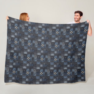 Patchwork Denim Fabric Art Illustration No15 Fleecedecke