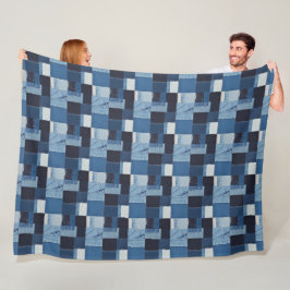 Patchwork Denim Fabric Art Illustration No18 Fleecedecke