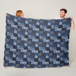 Patchwork Denim Fabric Art Illustration No20 Fleecedecke