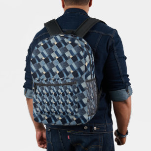 Patchwork Denim Fabric Art Illustration No2 Bedruckter Rucksack