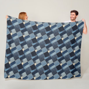 Patchwork Denim Fabric Art Illustration No2 Fleecedecke
