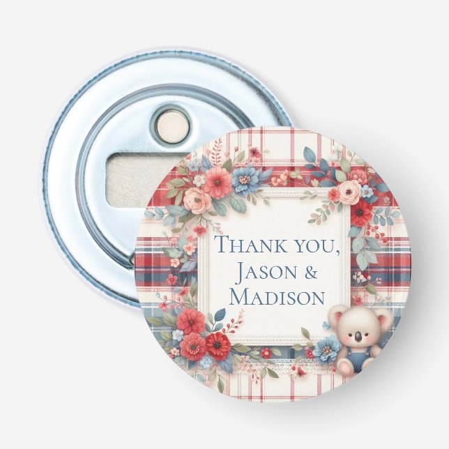 Patchwork Denim Koala Bottle Opener Flaschenöffner (Vorderseite)